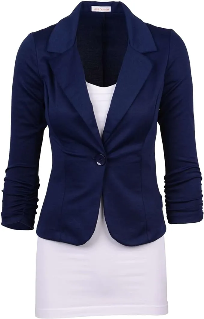 Auliné Collection Women&#039;s Casual Work Solid Color Knit Blazer