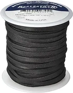 Silver Creek Leather Co Realeather DOS50-1000 Deerskin Leather Lace for Crafts and Jewelry Making, 0.125" x 50', Black, 1-Spool