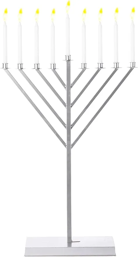 Vintiquewise Large Metal Silver Coated Hanukkah Menorah 3 Ft. for Synagogue