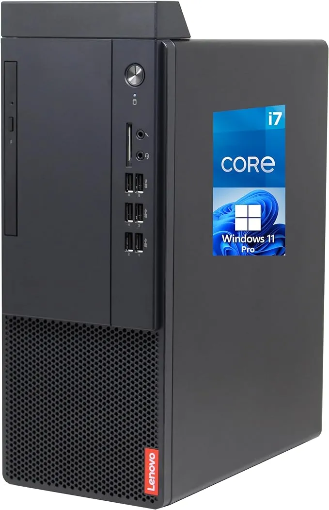 Lenovo Ideacentre 3-i Desktop Computer, Intel Core i7-12700K, 32GB RAM, 1TB NVMe SSD, 2-Monitor Support, HDMI, VGA, Card Reader, Wi-Fi, Bluetooth, Mouse & Keyboard, Windows 11 Pro, Black Tower