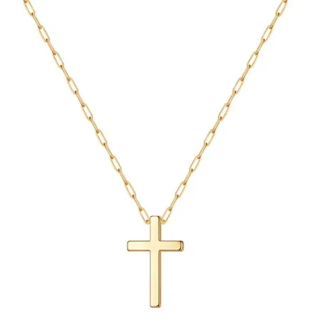 TINGN Cross Necklace for Women Silver Black Rose Gold Paperclip Chain Cross Necklace Stainless Steel Cross Pendant Necklace 14-18 Inches Cross Necklace for Women Men