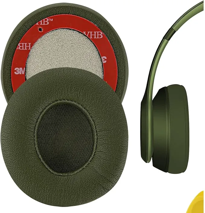 Geekria QuickFit Replacement Ear Pads for Beats Solo3, Solo 3.0 Wireless (A1796) Headphones Ear Cushions, Headset Earpads, Ear Cups Cover Repair Parts (Green)