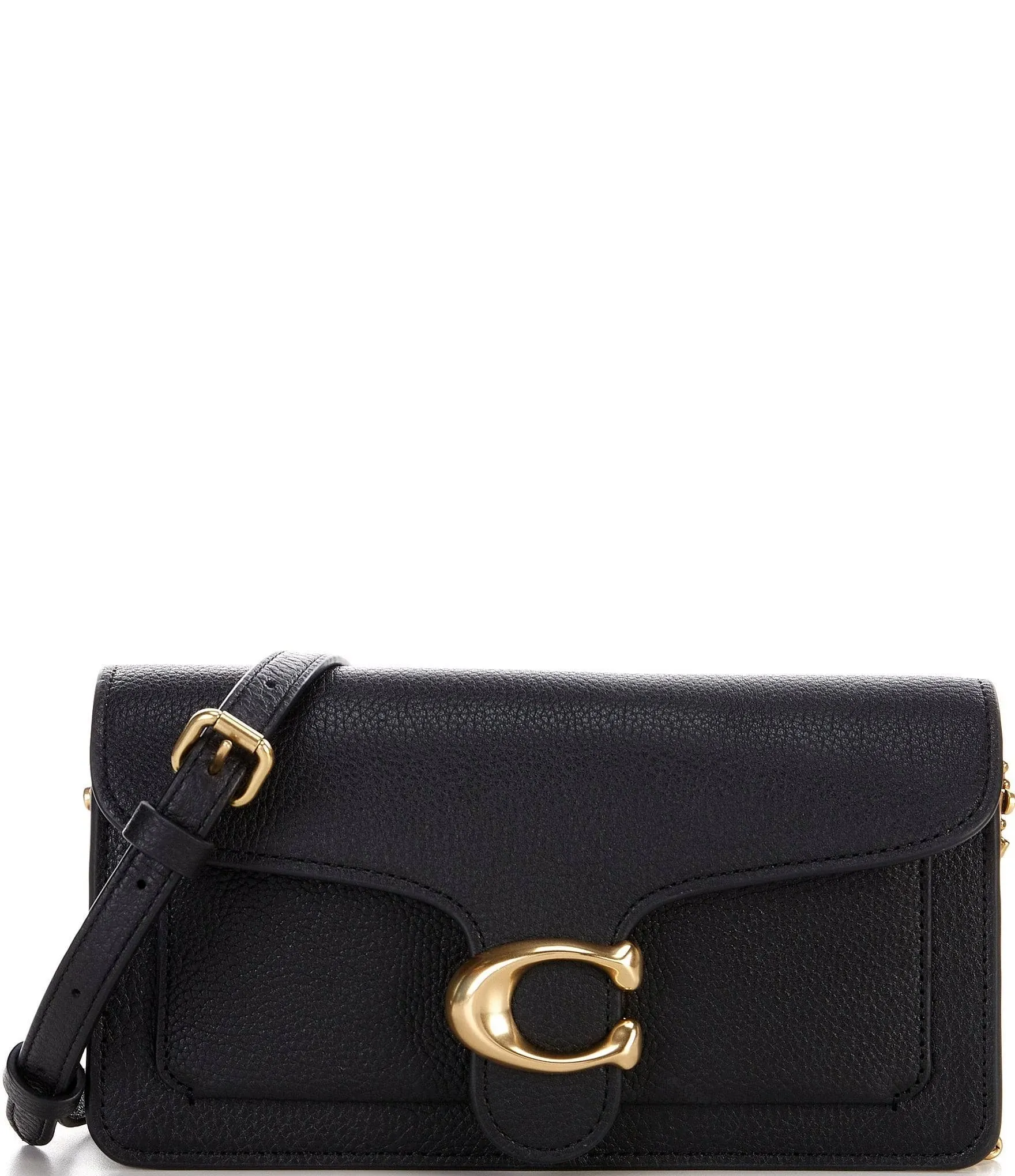 Coach Tabby Chain Leather Clutch Bag Black