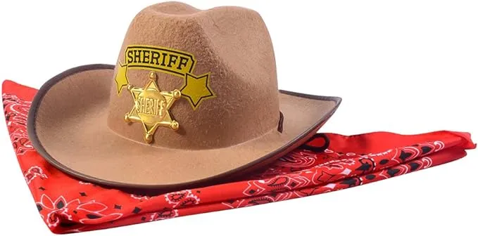 Funny Party Hats Sheriff Costume Hat w/Badge & Bandanna - Costume Accessory