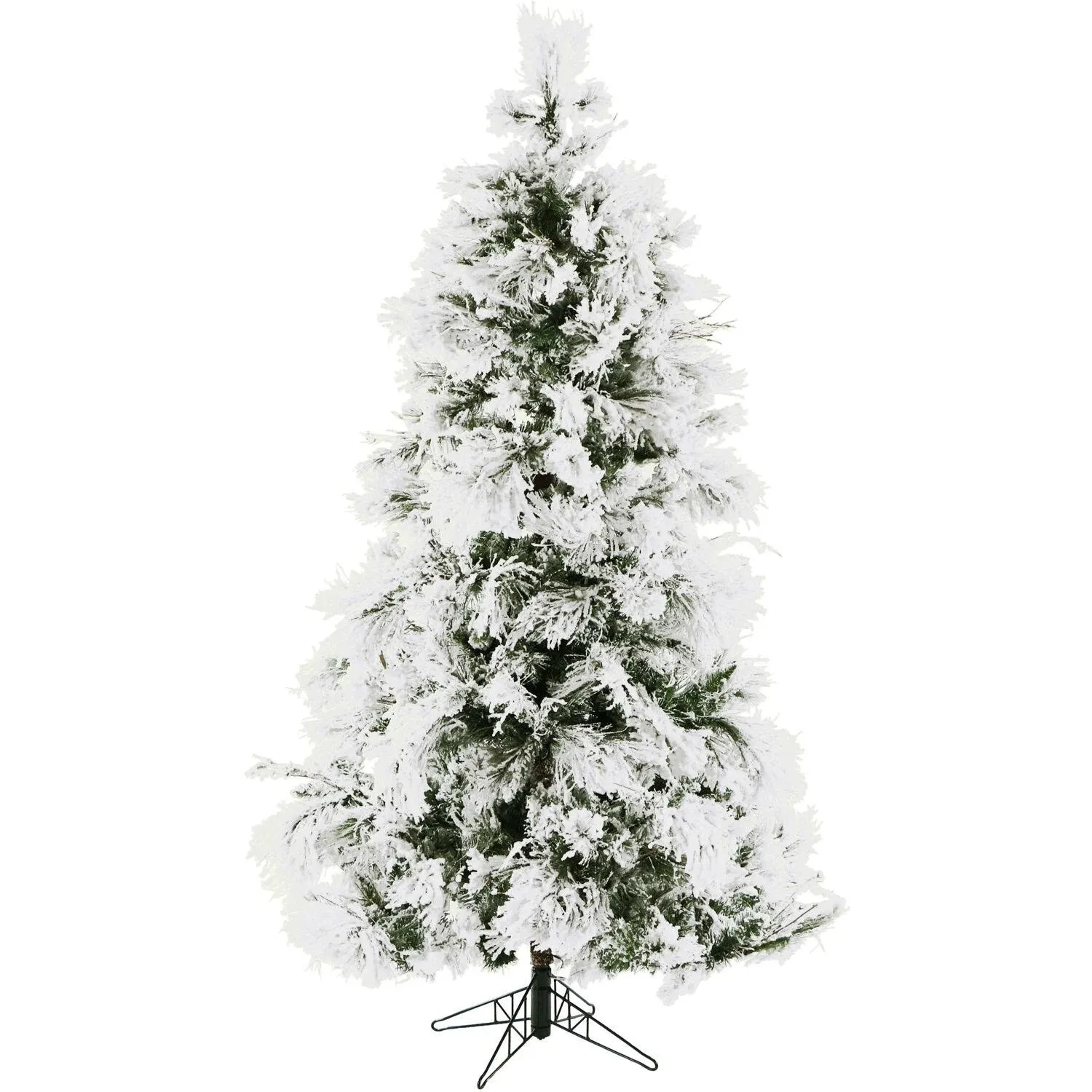 Fraser Hill Farm - 4-Ft.Snowy Pine Flocked Slim Christmas Tree, No Lig