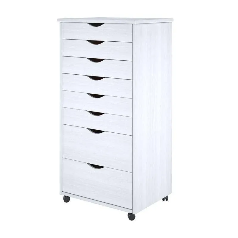 Adeptus Solid Wood 6+2 Drawer Wide Roll Cart - White