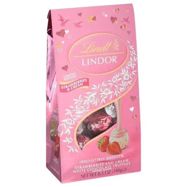 Lindt Lindor White Chocolate Truffles, Strawberries & Cream - 8.5 oz