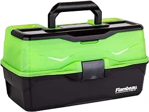 Flambeau Outdoors 6383FG 3-Tray Classic Tray Tackle Box, Portable Tackle Organizer, Frost Green/BlackFlambeau Outdoors 6383FG 3-Tray Classic Tray Tackle Bo…