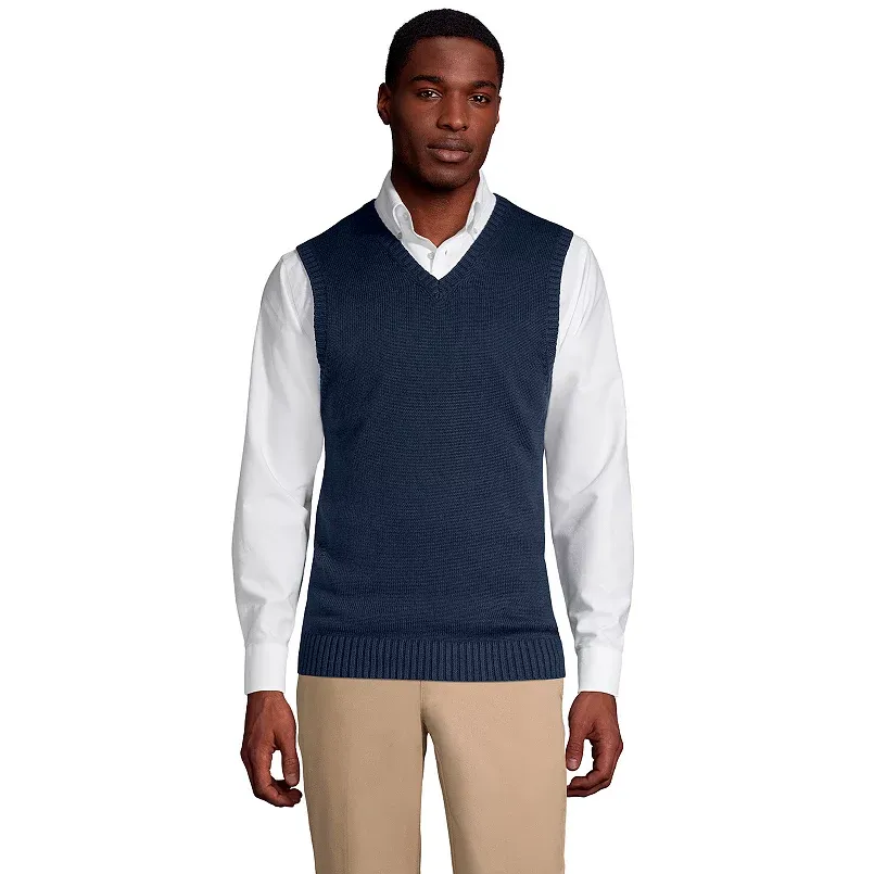 Lands' End Men's Cotton Modal Sweater Vest