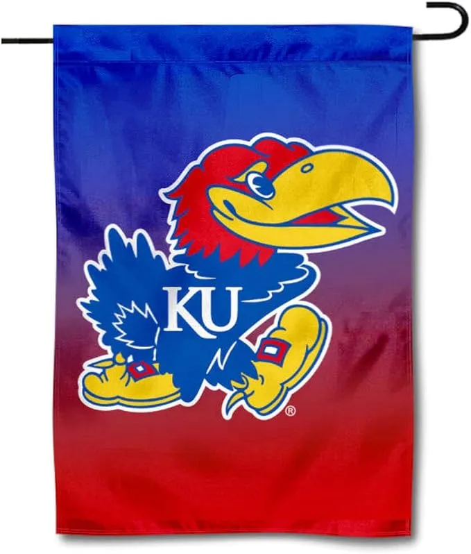 Kansas KU Jayhawks Gradient Colors Garden Flag and Yard Banner