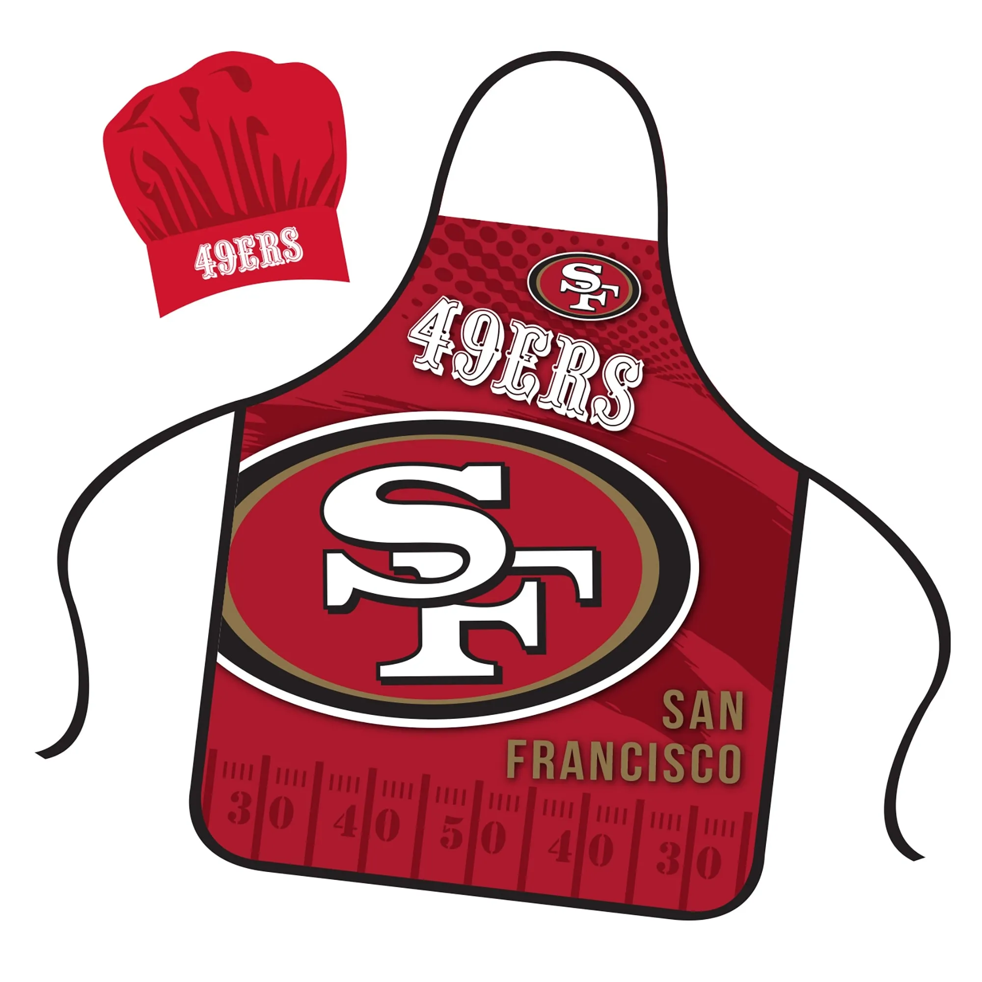 NFL Apron & Chef Hat Set, with Large Team Logo - San Francisco 49ers - 31" x 25"