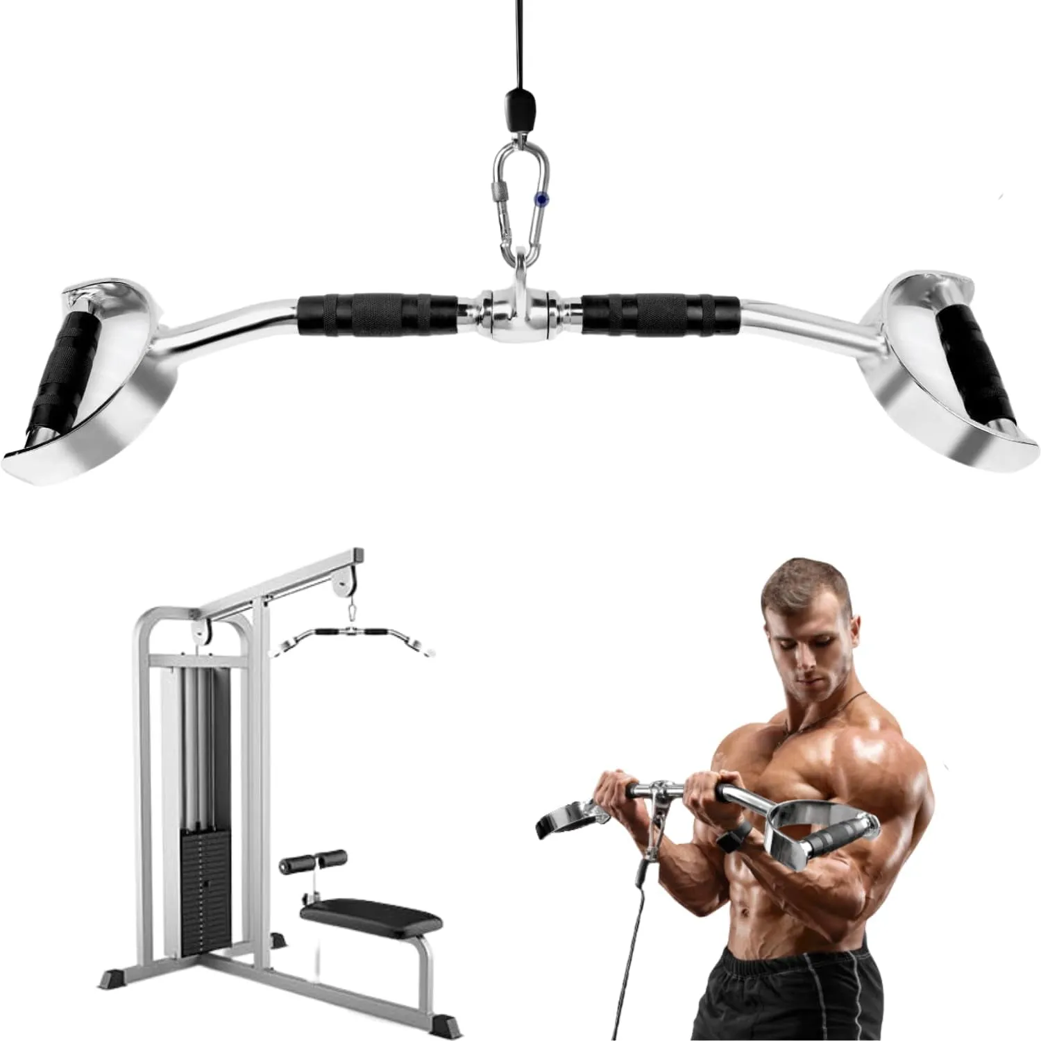 Yes4all Wide Grip LAT Pull Down Bar Attachments