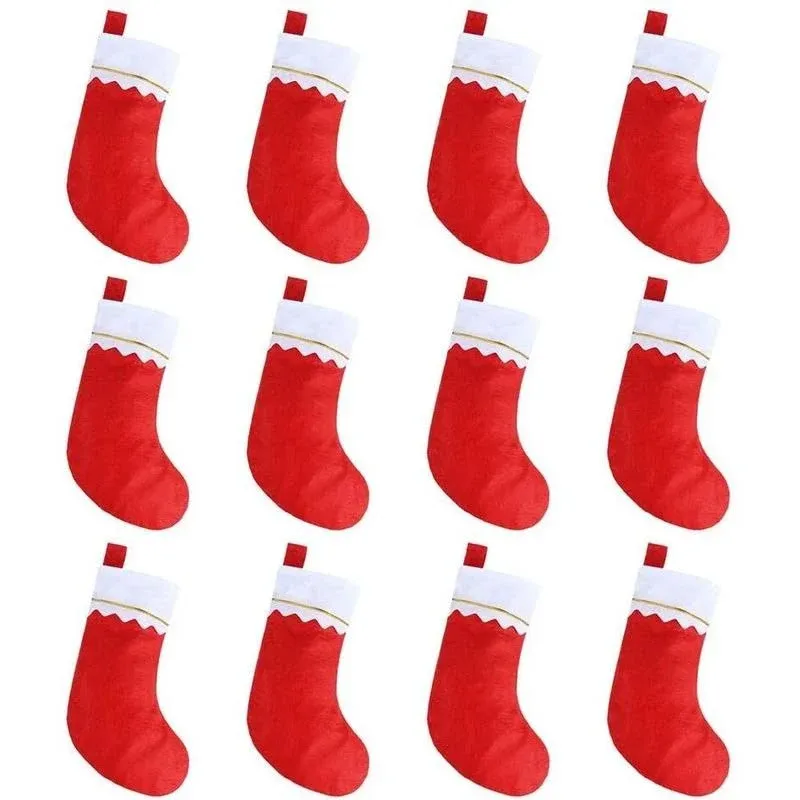 CCINEE 12pcs Red Felt Christmas Stockings 15" Party Favors Stockings for Xmas Decoration