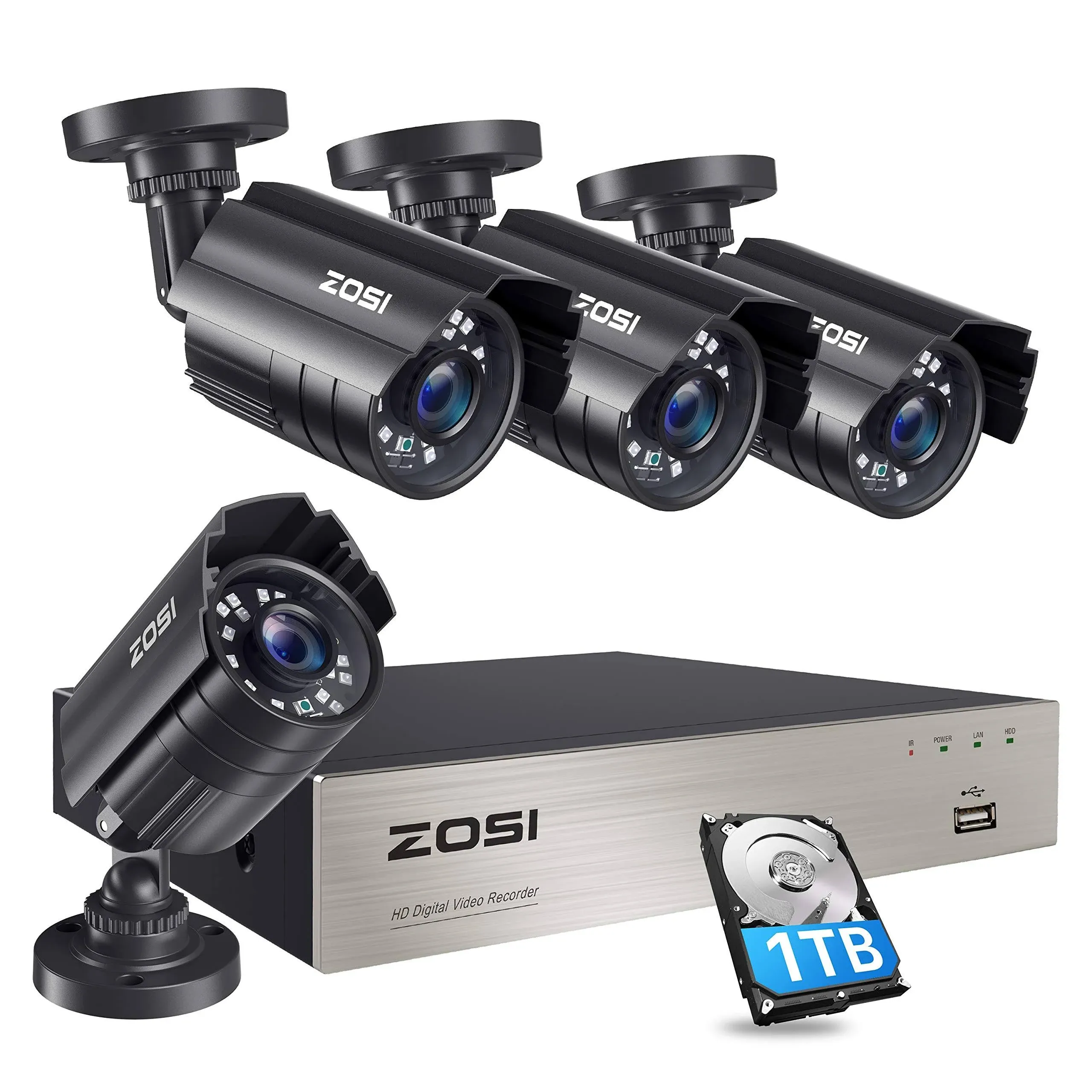 ZOSI 8CH Security Camera System HD-TVI Full 1080p Video DVR Recorder with 4X HD