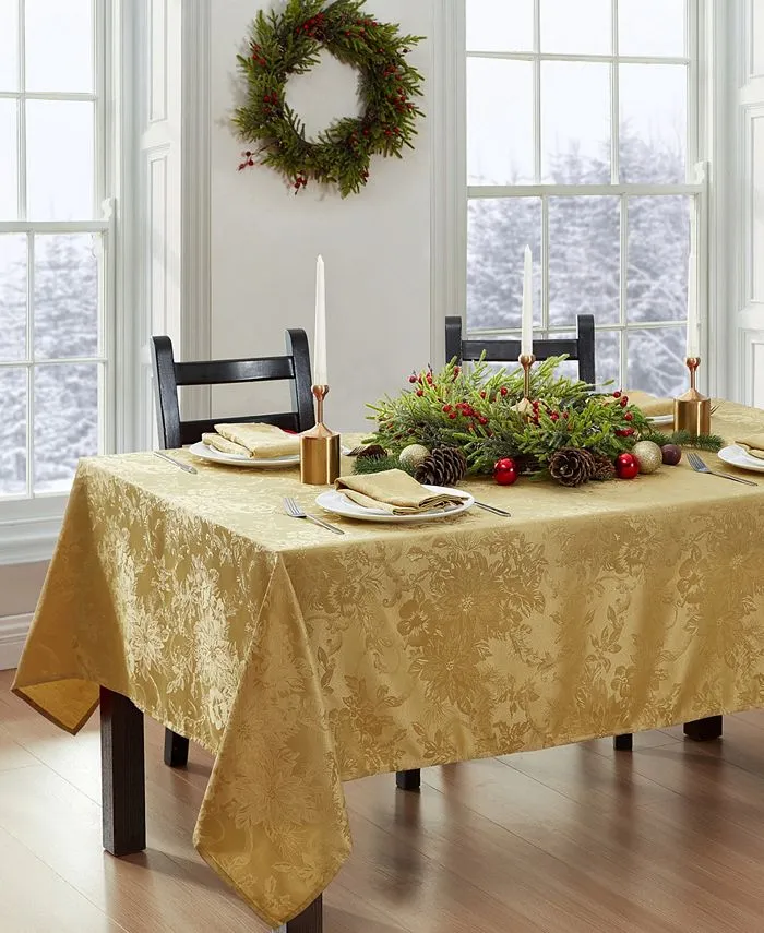 Elrene Poinsettia Jacquard Holiday Tablecloth - 60" x 144"
      
          Elrene Poinsettia Jacquard Holiday Tablecloth - 60" x 144"