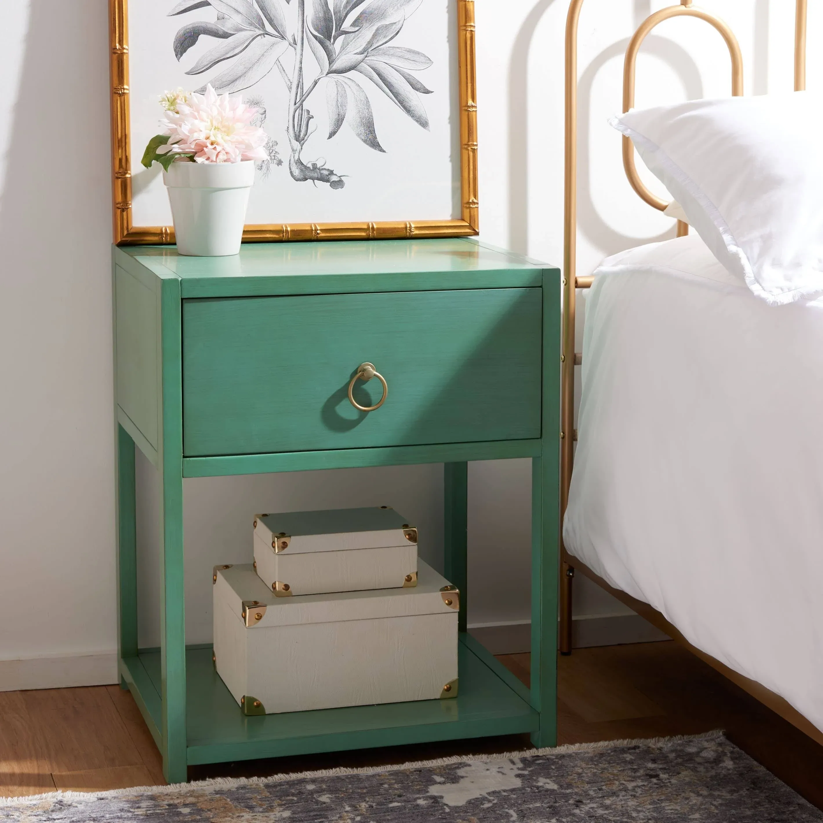 Safavieh Yudi 1 Drawer 1 Shelf Nightstand-Turquoise