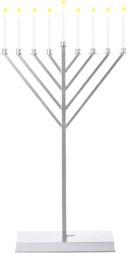 Large Metal Silver Coated Hanukkah Menorah 4 Ft. for Synagogue