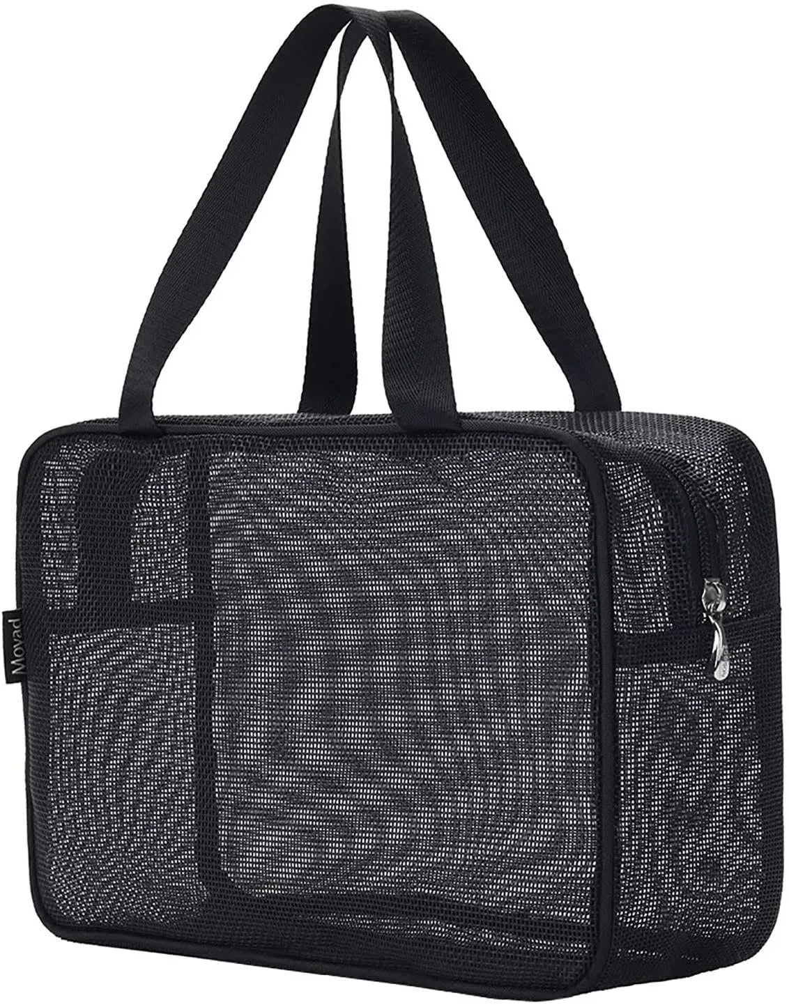 Moyad Mesh Shower Caddy Portable Toiletry Tote Gym Bag for College Dorm Bathroom (Black Large)