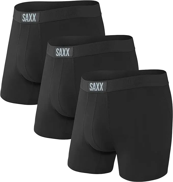 SAXX Underwear Co. Men's Vibe Super Soft Boxer Briefs with Built-In Pouch Support - 3 Pack