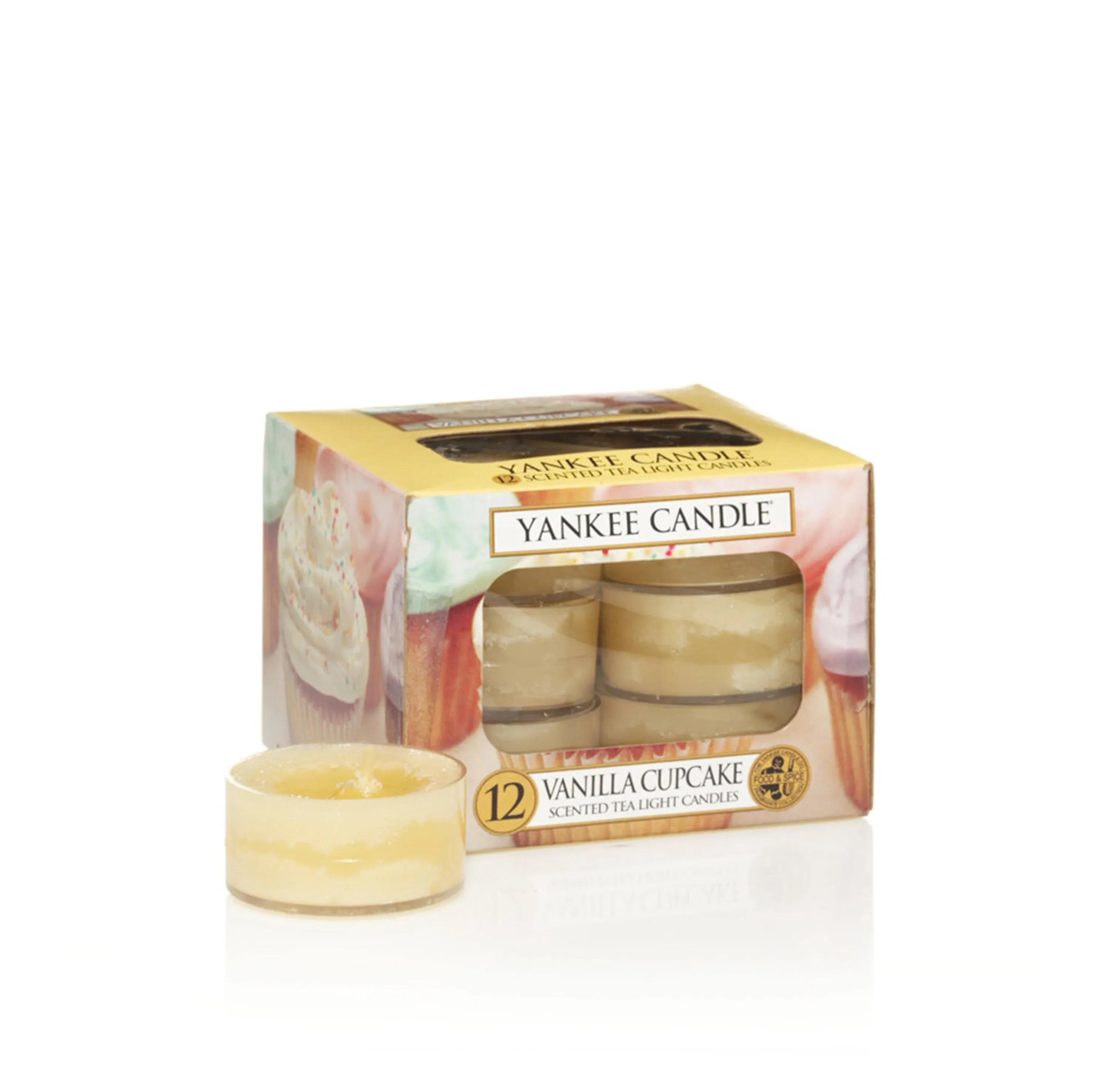 Yankee Candle Tea Light Candles, Vanilla Cupcake, Pack of 12