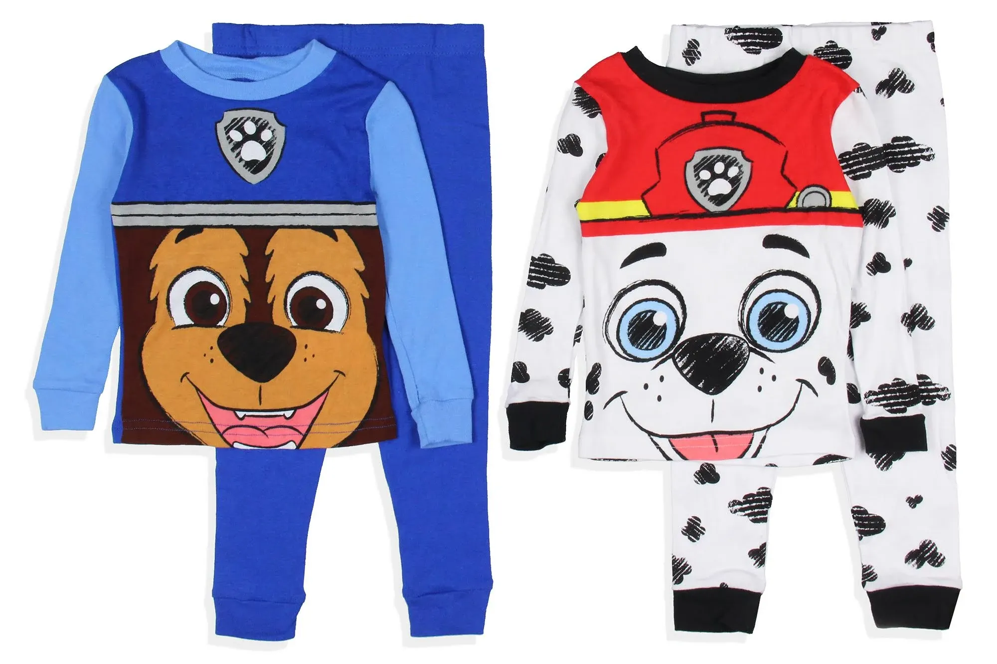 Paw Patrol Toddler Boys' Chase and Marshall 4 Piece Long Sleeve Pajama Set