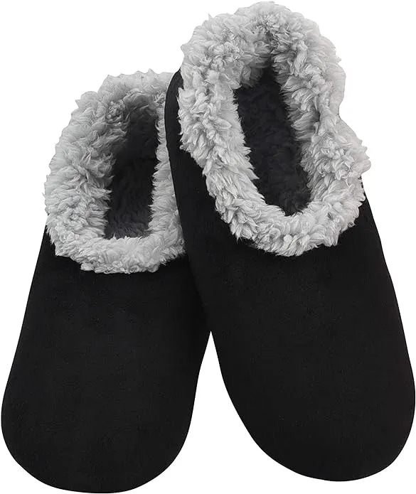 Snoozies Sherpa-Lined Slipper Socks for Women - Fuzzy, Cute, and Cozy Slippers for Women with Non-Slip Sole - Washable House Slippers