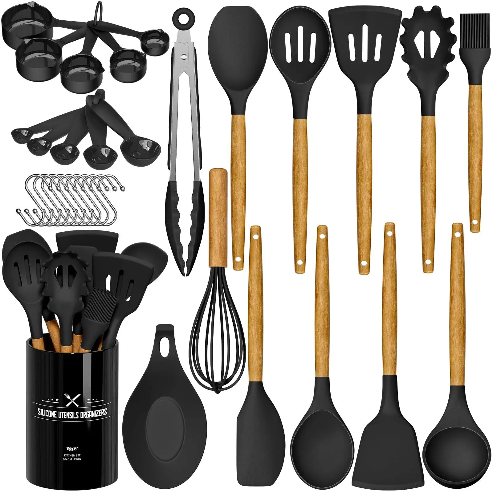 Umite Chef Kitchen Cooking Utensils Set, 33 Pcs Non-Stick Silicone Cooking ...