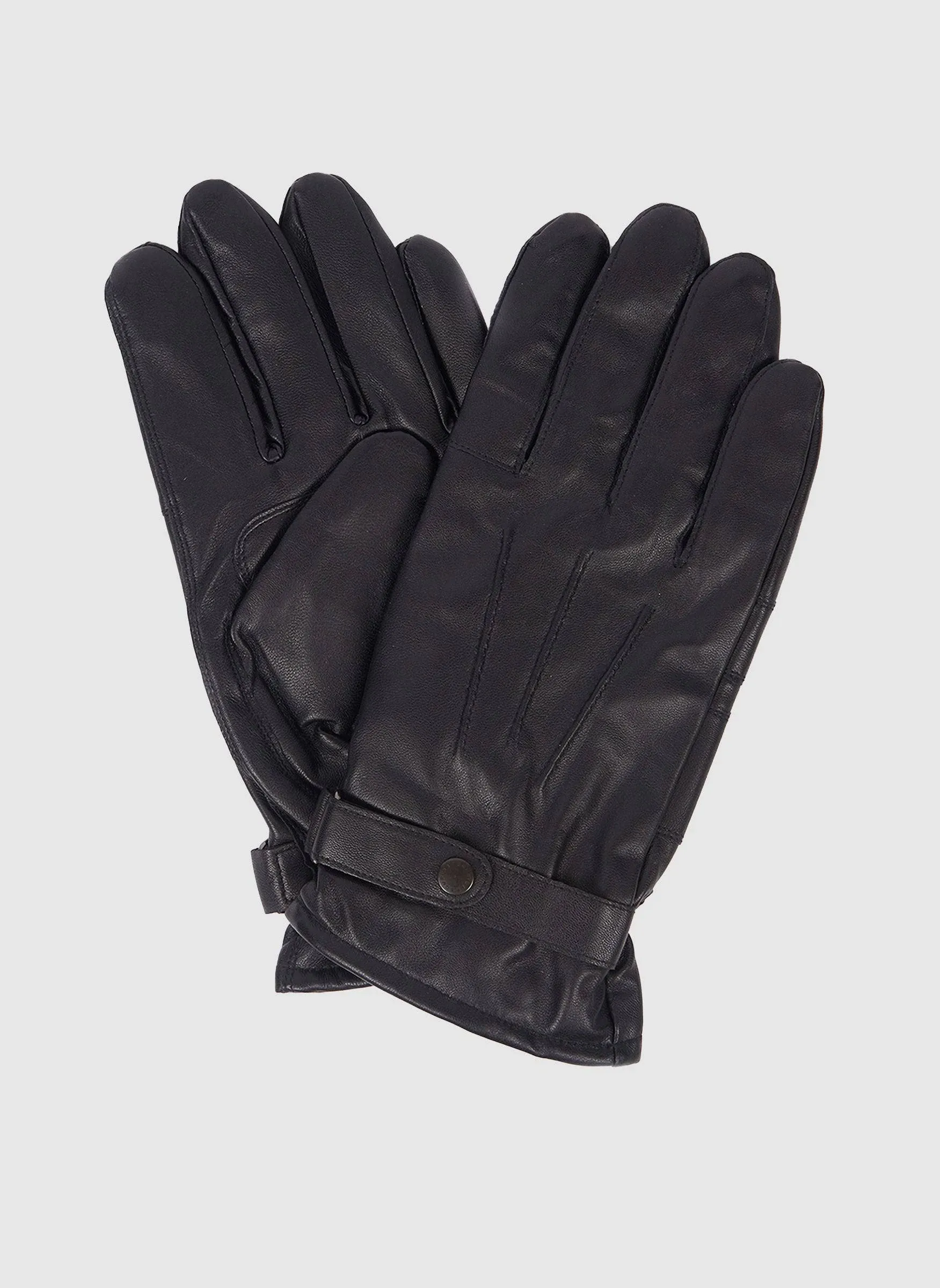 Shop Barbour Burnished Leather Thinsulate Gloves In Black