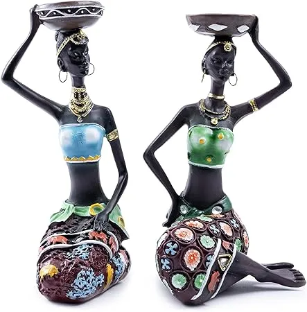 African Figurines Statues Sculptures Women Candle Holder Figure Decorations Home