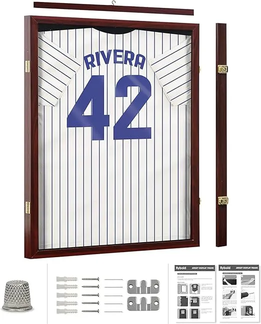 Jersey Frame Display Case Jersey Shadow Box Memorabilia Display Cases Jersey Display Case, Mahogany Finish