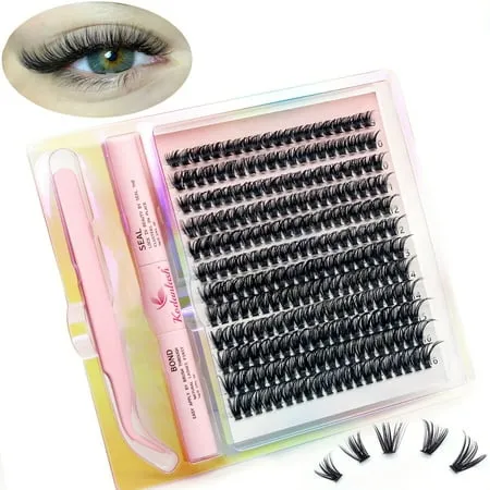 LASHVIEW 56D Diy Lash Extension Kit,Cluster Eyelash Extension Kit,Individual Lashes Kit,Cluster Lashes with Lash Bond and Seal,Lash Glue Remover and Lash Applicator