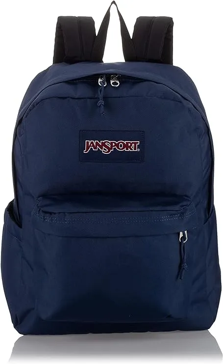 JanSport Superbreak Plus Backpack - Work, Travel, or Laptop Bookbag with Water Bottle Pocket, Navy