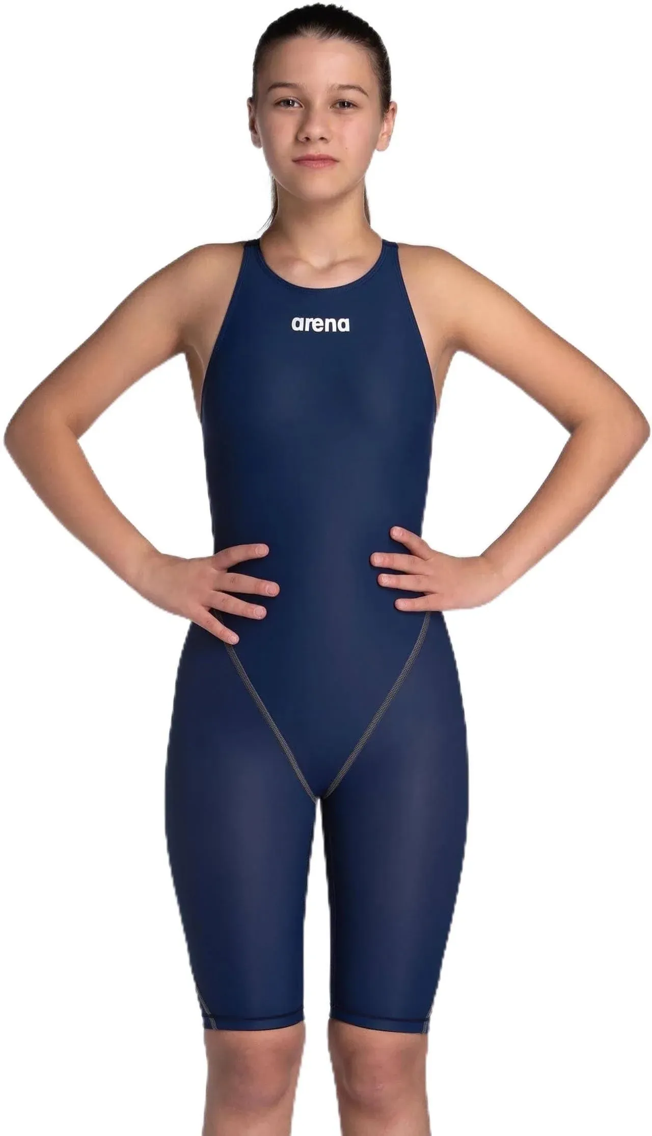 ARENA Girls Open Back Racing Tech Suit Powerskin St Next Kneeskin Swimsuit