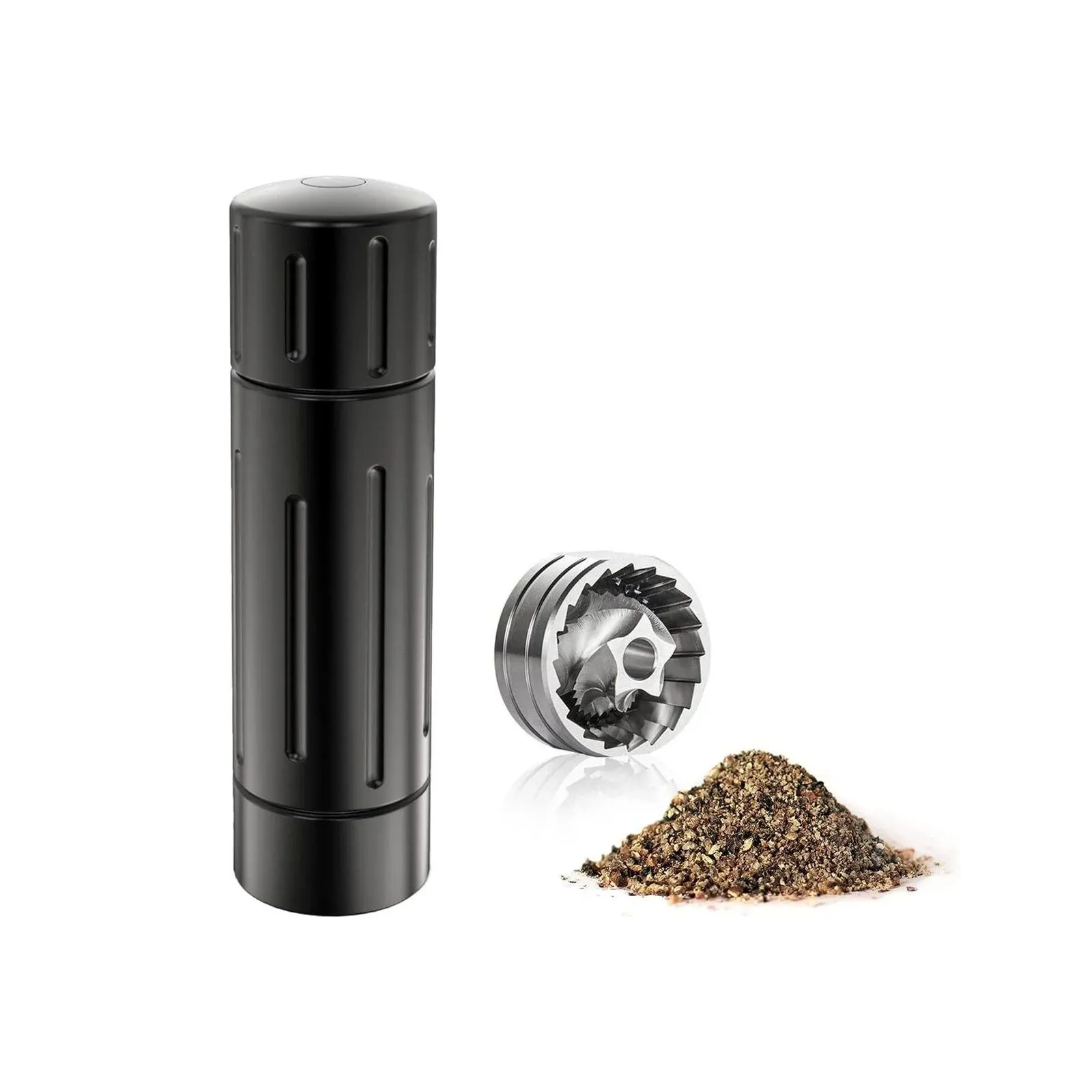 Pepper Grinder Mill, Professional Grade Aluminum Manual Pepper Mill, Refillable High Output Heavy Duty Pepper Grinder with Adjustable Coarseness, Stainless Steel Blade, Lock Button Design