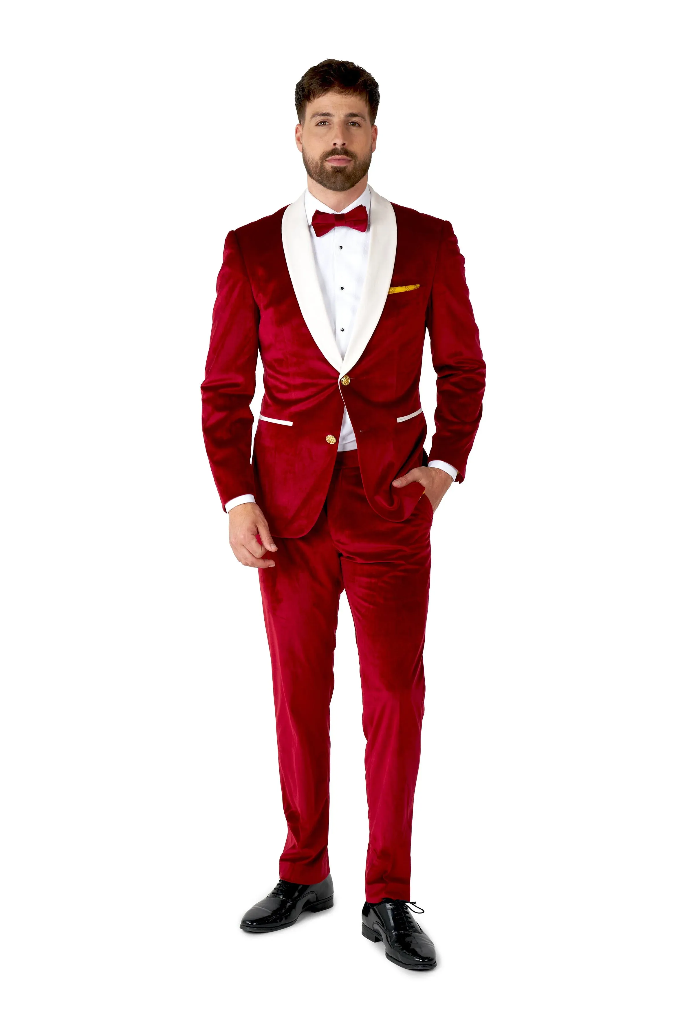 OppoSuits Men's Velvet Vibes Modern-Fit Tuxedo with Bow Tie