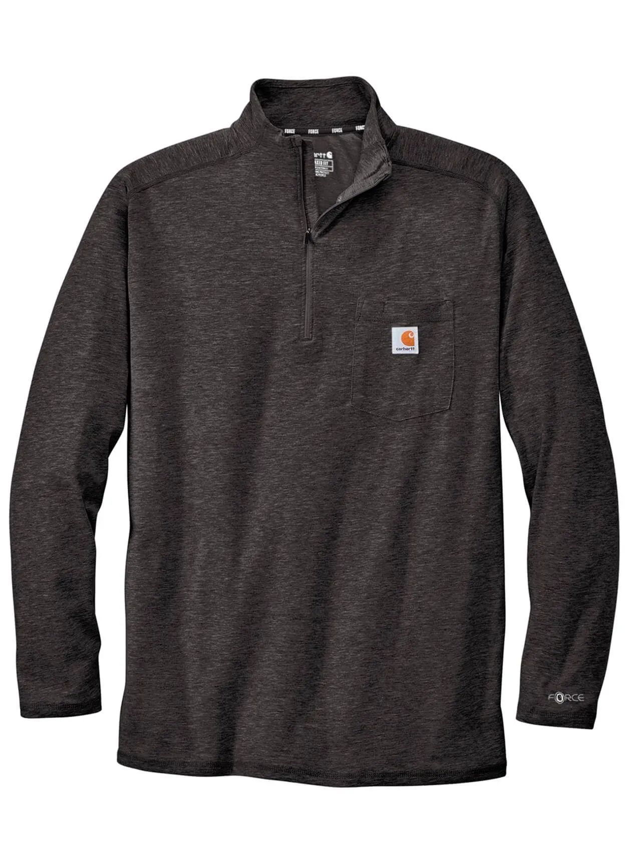 Carhartt Men's Force 1/4-Zip Long Sleeve T-Shirt, Carbon Heather / M