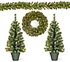 Battery Operated 3\' LED Trees, 24" Wreath, and\' Garland