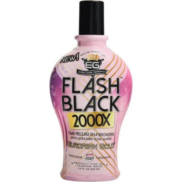 European Gold Flash Black 2000X Indoor Tanning Lotion with Time-Release DHA Bronzers 12 Ounce