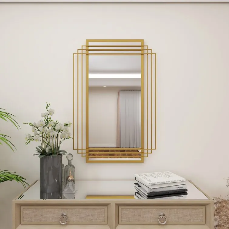 CosmoLiving by Cosmopolitan Gold Metal Geometric Wall Mirror