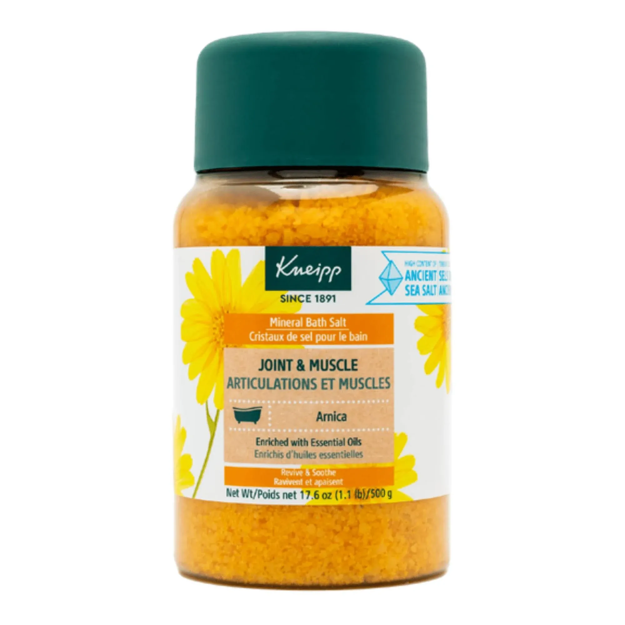 Kneipp Joint & Muscle Mineral Bath Salt with Arnica - Rejuvenate Joints & Muscles - 17.6 oz - Up to 10 Baths