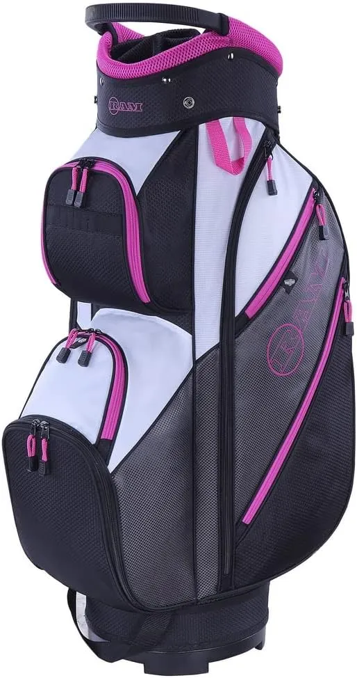 Ram Golf Club Lightweight Ladies Cart Bag with 14 Way Dividers Grey, Pink