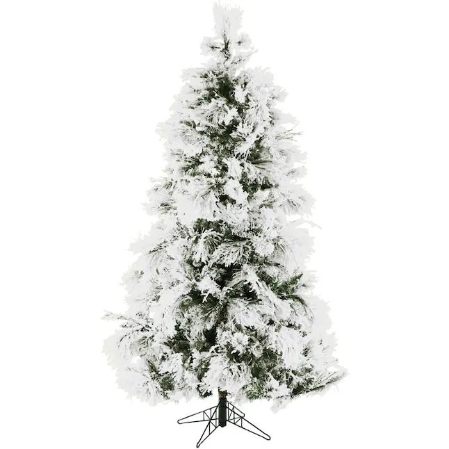 Fraser Hill Farm 4-Ft. Snowy Pine Flocked Slim Christmas Tree