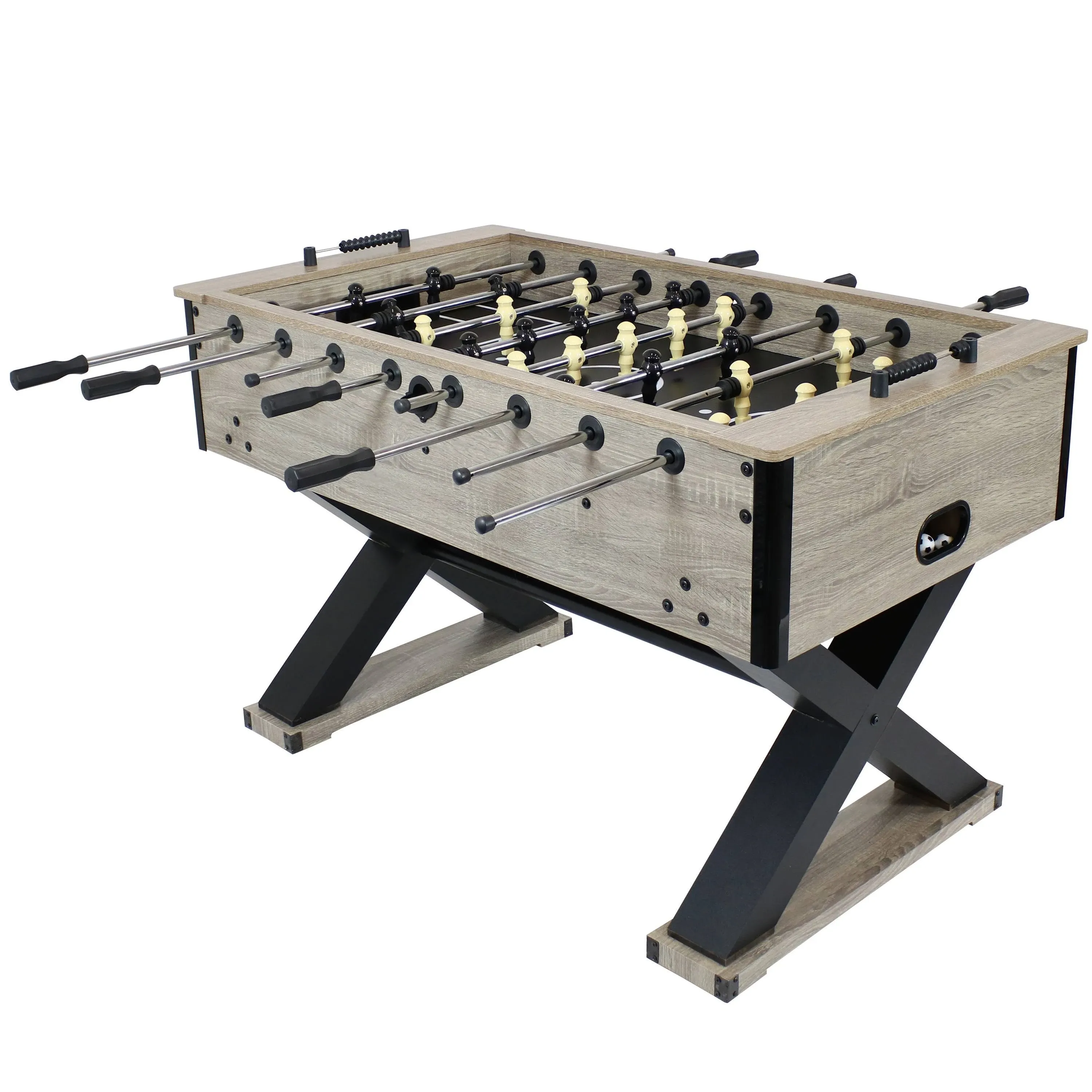 Sunnydaze Indoor Faux Rustic Distressed Wood Delano Foosball Soccer Game Table with Manual Scorers - 54 - Gray