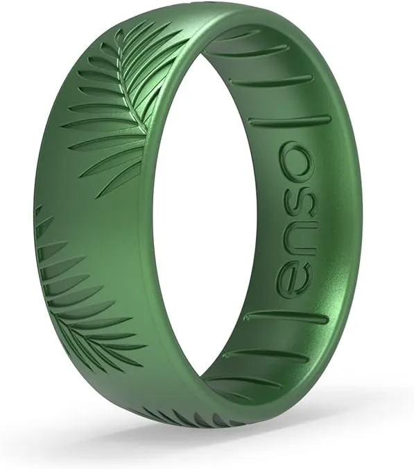 Enso Rings Etched Classic Silicone Rings - Comfortable and Flexible Design - 8mm Wide, 2.16 Thick