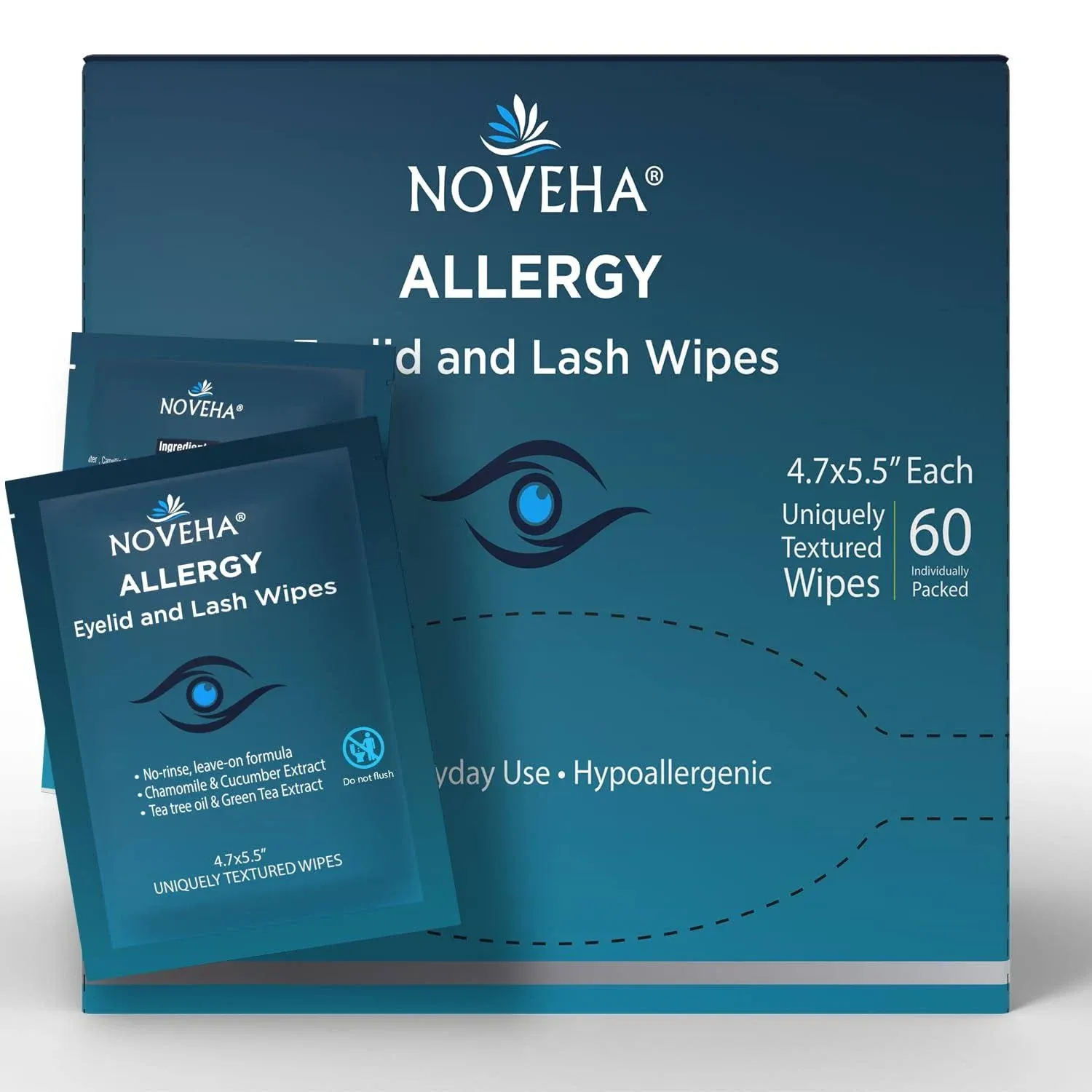 Noveha Allergy Relief Eyelid Wipes | Pre-Moistened Hypoallergenic Eye Cleansing ...