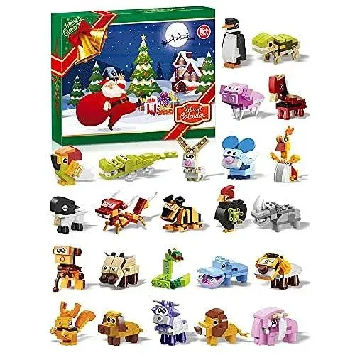 Animal Building Blocks - Advent Calendar 2024 Boys Including 24 Animals Christmas Toys Countdown Calendar for Girls Age 4-8 Years Old - Christmas Stocking Stuffer - Christmas Gifts for Kids Children