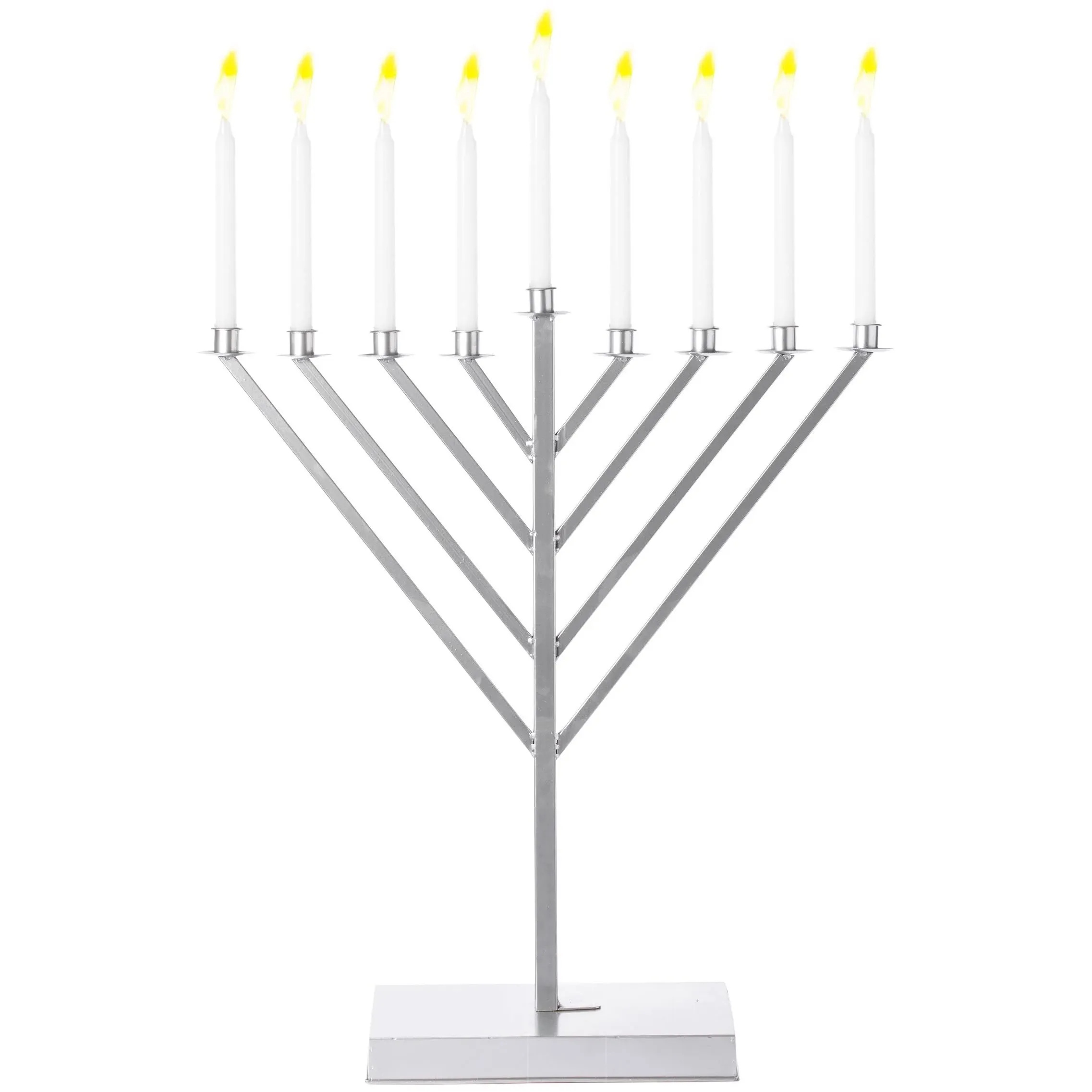 Large Metal Silver Coated Hanukkah Menorah for Synagogue