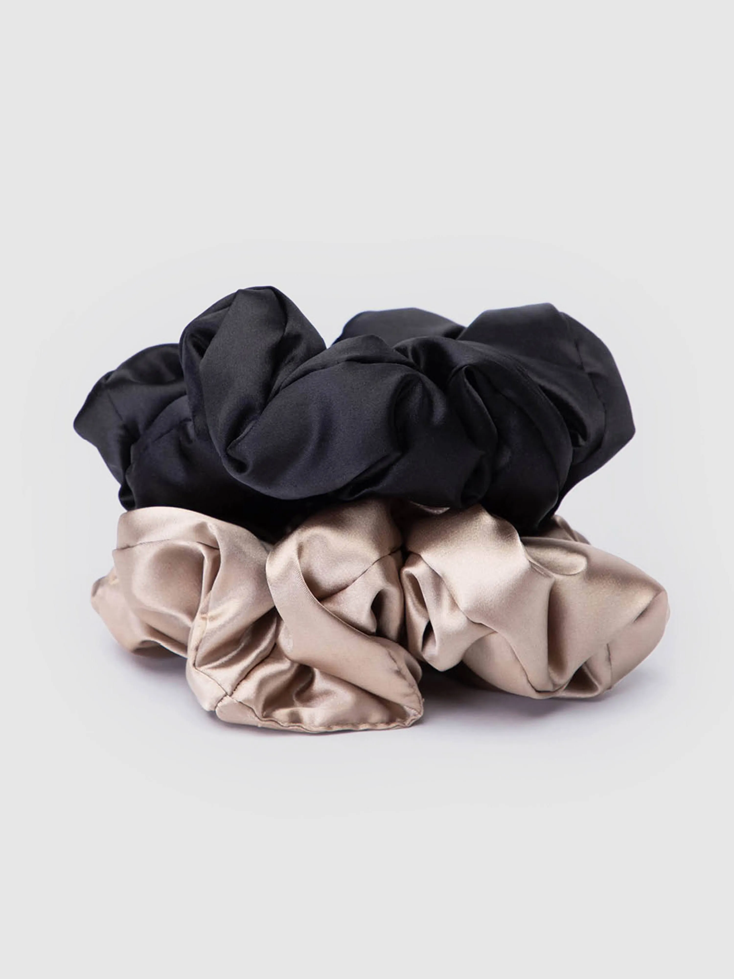 Kitsch - Satin Pillow Scrunchies - Black/Gold