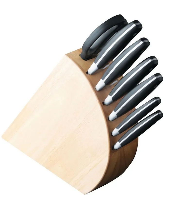 BergHOFF 7Pc Forged Knife Set With Wood Block Corrosion Resistant Ergonomically Designed ABS Handle With Triple Rivet