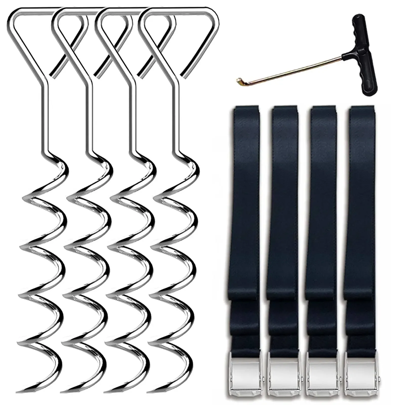 Eurmax Trampoline Stakes Heavy Duty Trampoline Parts Corkscrew Shape Steel Stakes ...